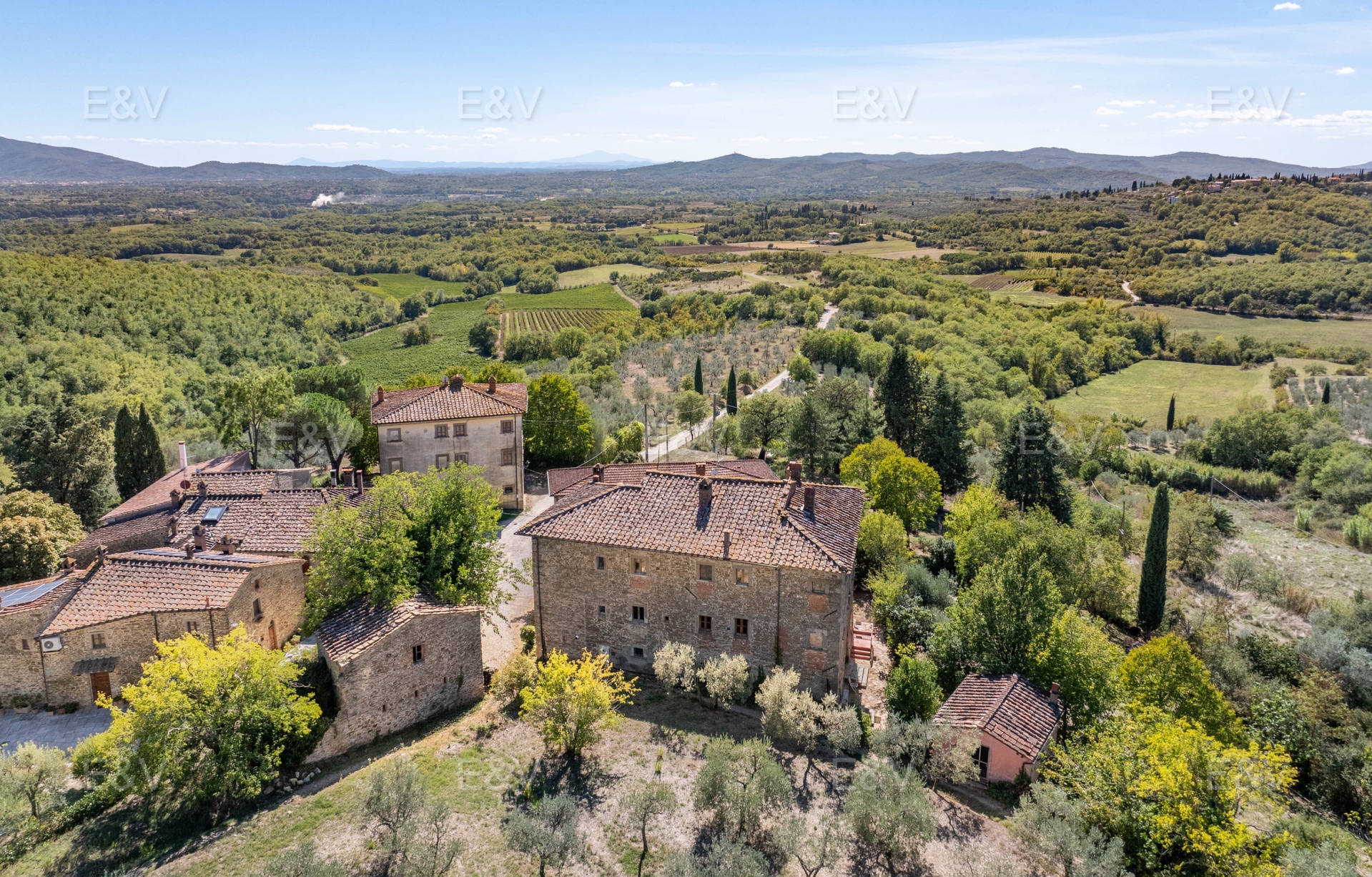 A historic 13th-century estate with a panoramic view of Arezzo