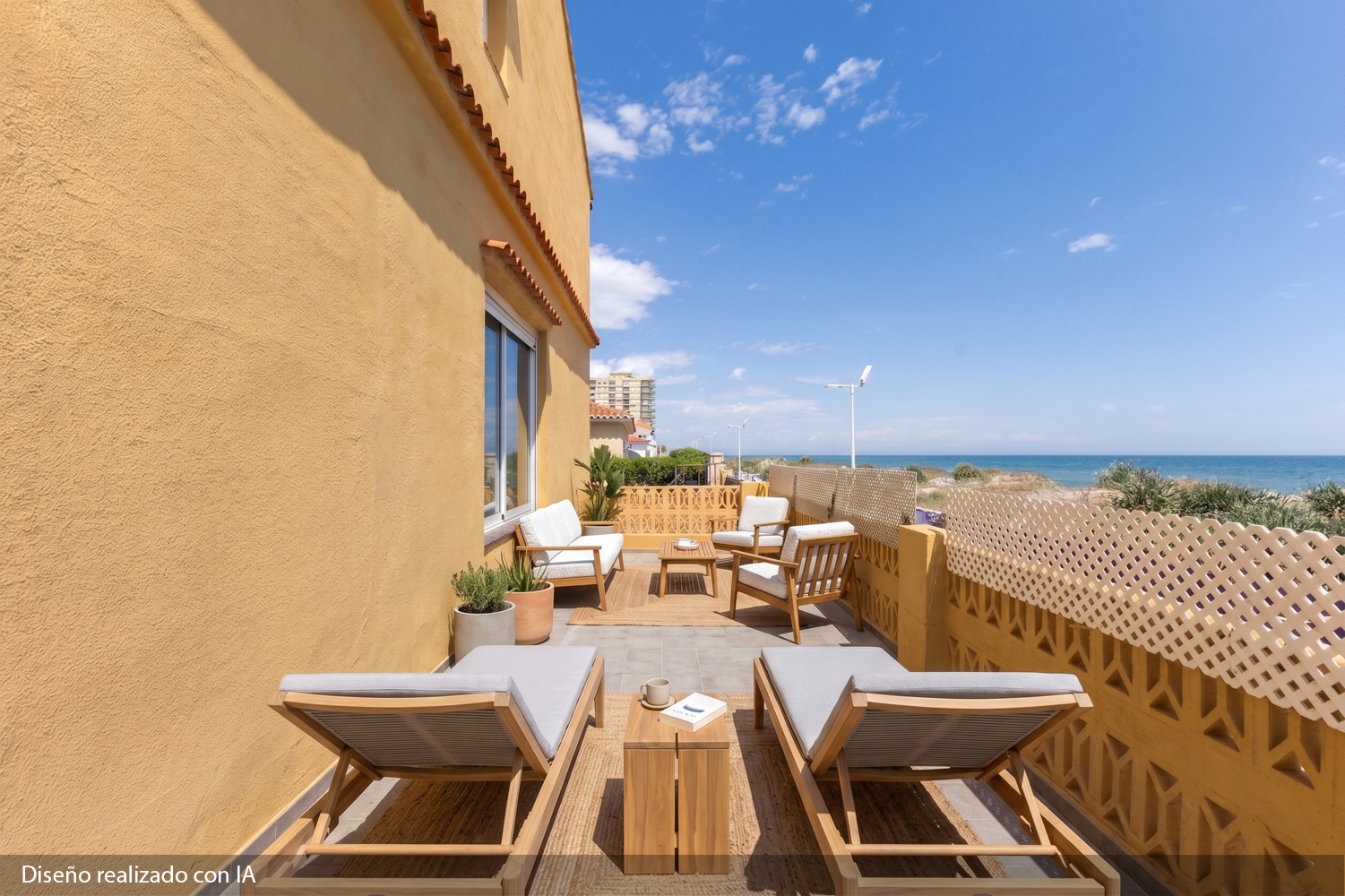 Seafront chalet in Platja del Rei: with panoramic terraces and direct access to the beach.