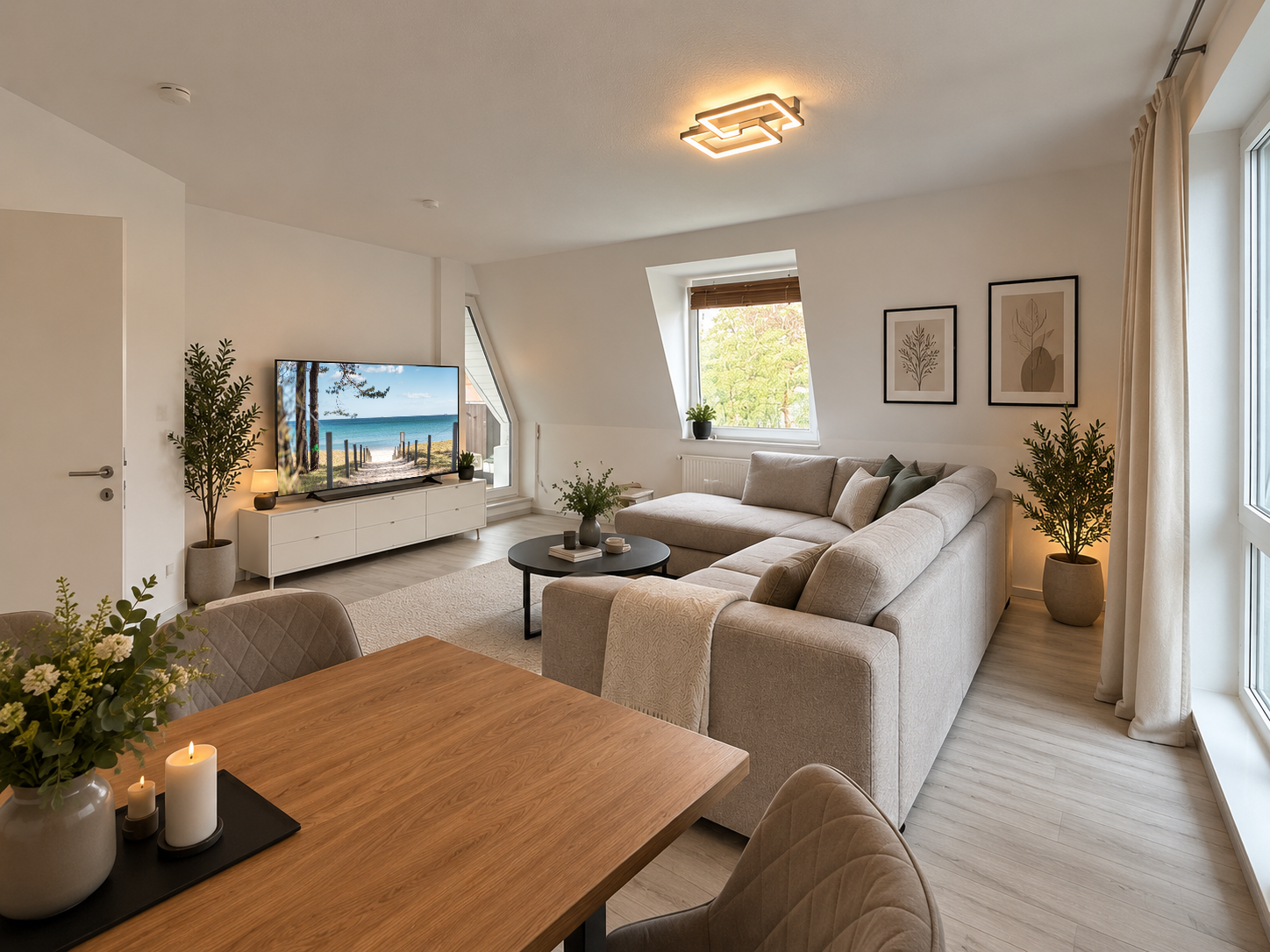 Strandnahe 3-Zimmer-Dachgeschosswohnung mit Balkon und Tiefgaragenstellplatz [AI-modified]
