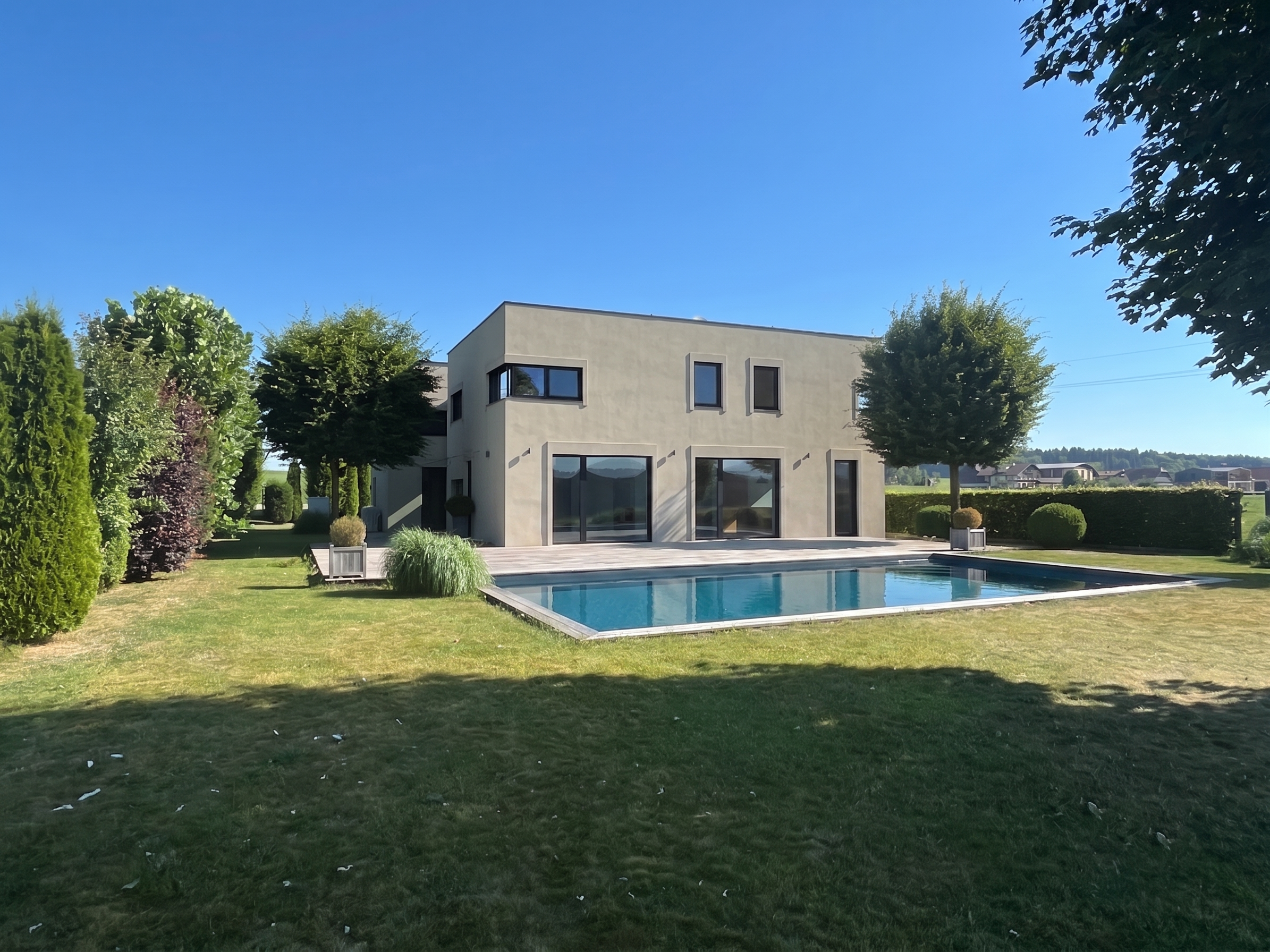 Exclusive designer villa in protected green setting with pool and panoramic views