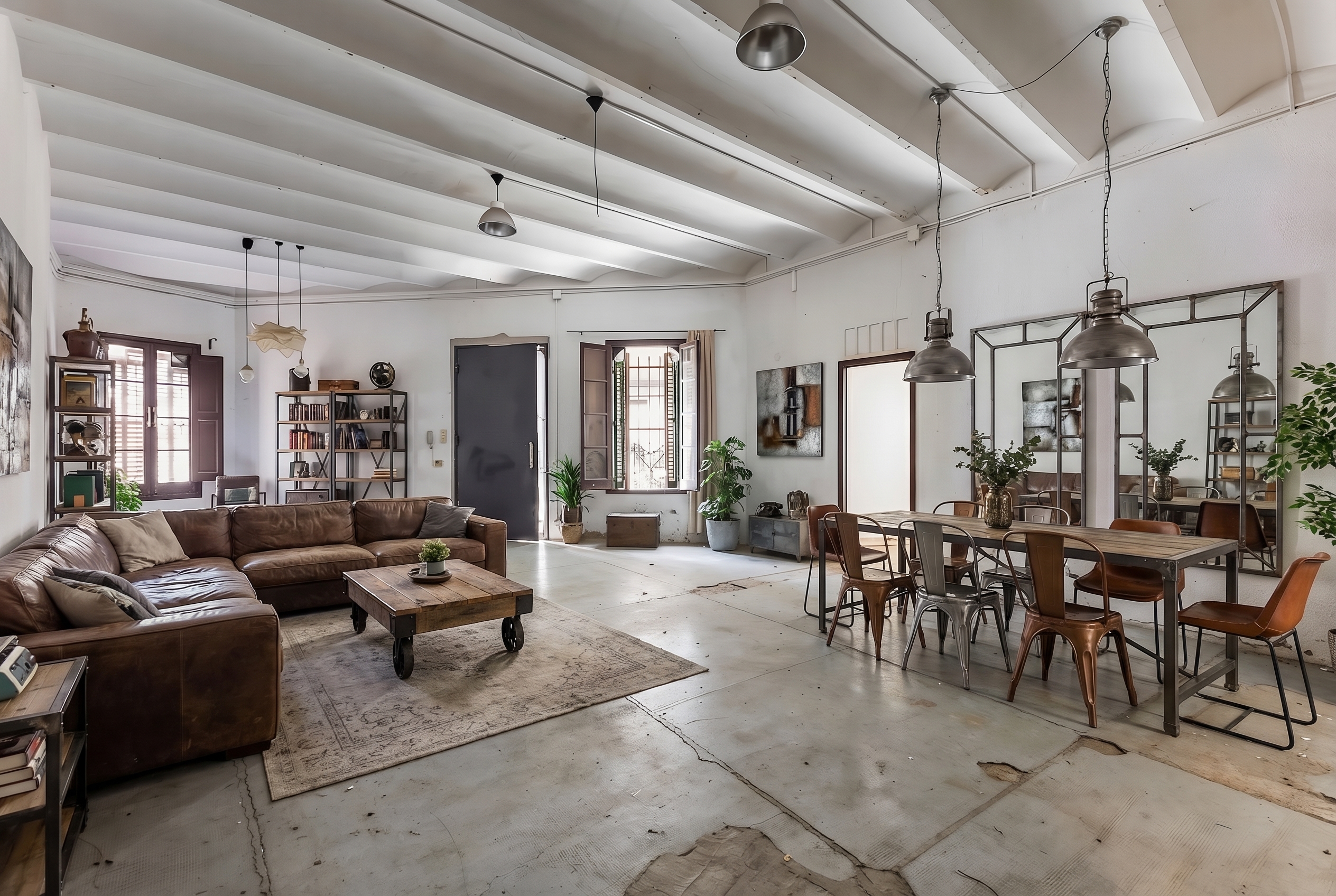 Modernistisches Loft nach deinem Geschmack: Katalanisches Gewölbe, Zementfliesenböden und Terrasse in einem emblematischen Gebäude im Viertel El Clot