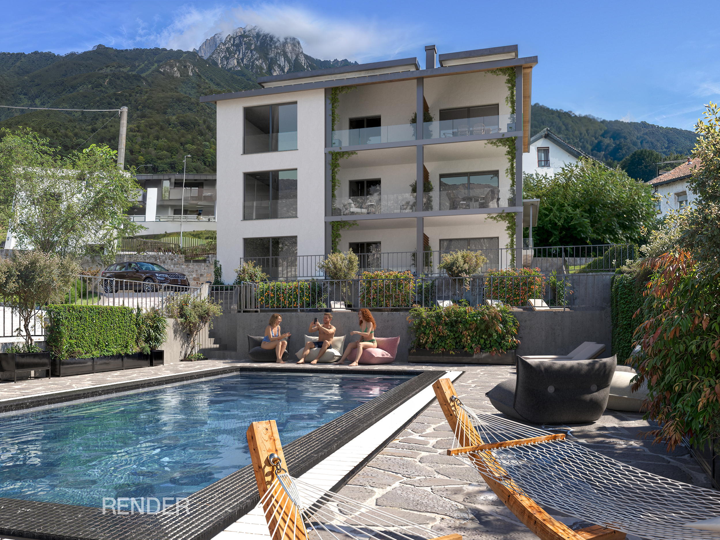 Neubauapartment mit Seeblick und Swimmingpool