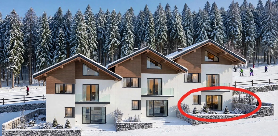 Three-room ski-slope-front apartment