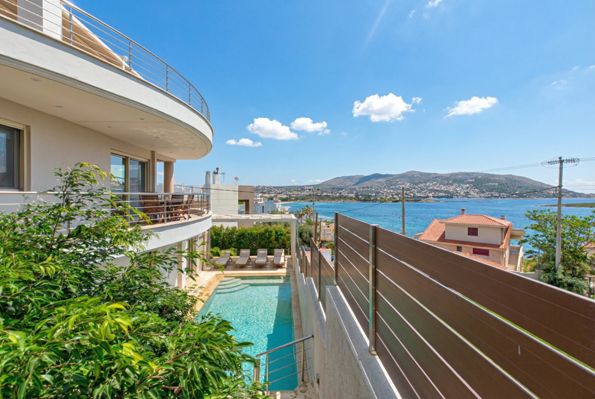 Sea view luxury house with a pool [AI-modified]