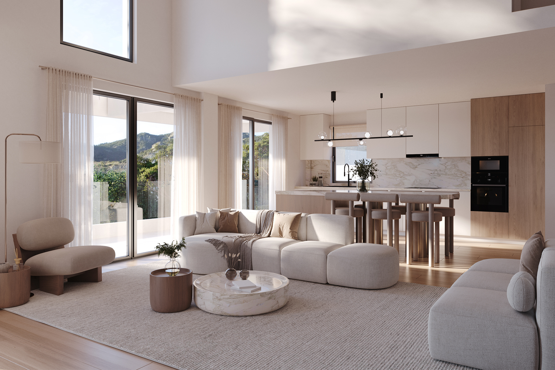 Premium groundfloor apartment with pool, private garden and sea view
