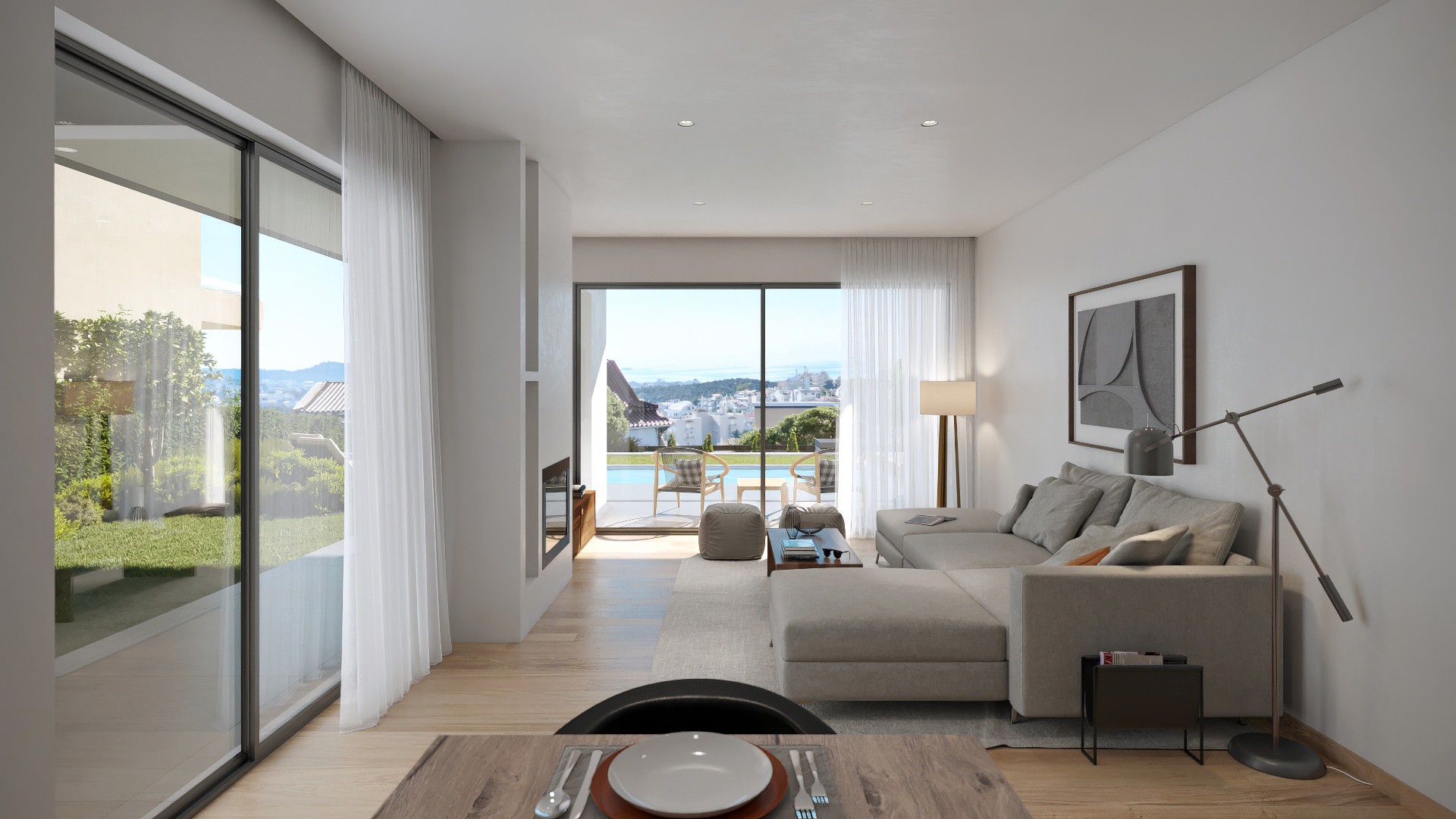 Ground floor maisonette with garden and private pool in Voula
