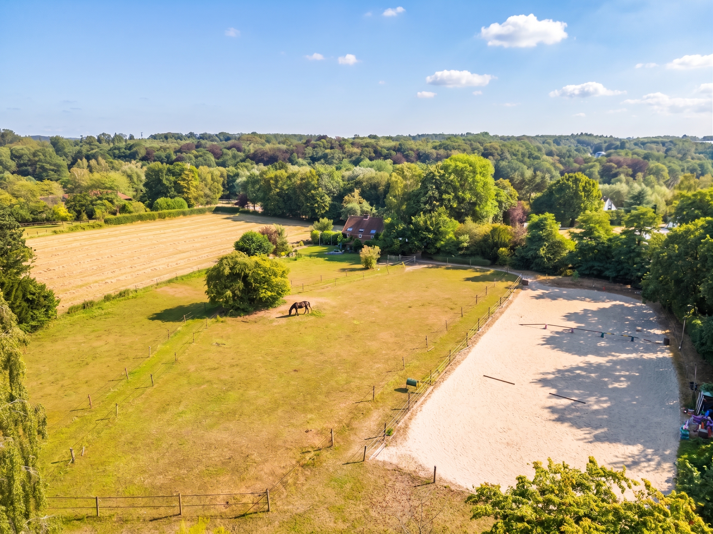 Small equestrian property in a peaceful haven [AI-modified]
