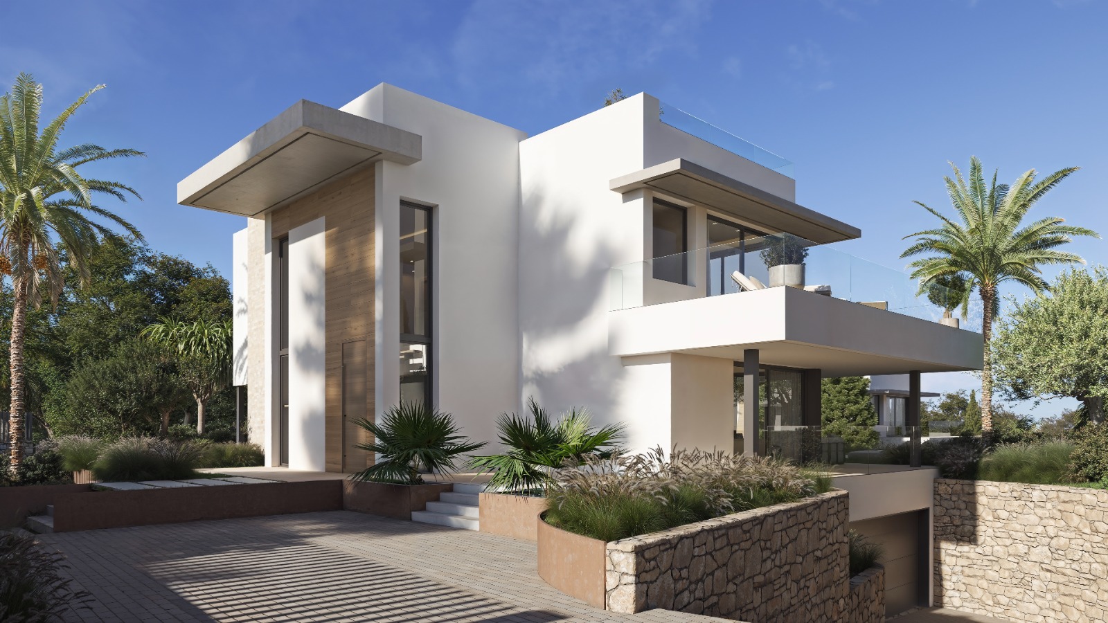 Contemporary Villa with Sea and Mountain Views
