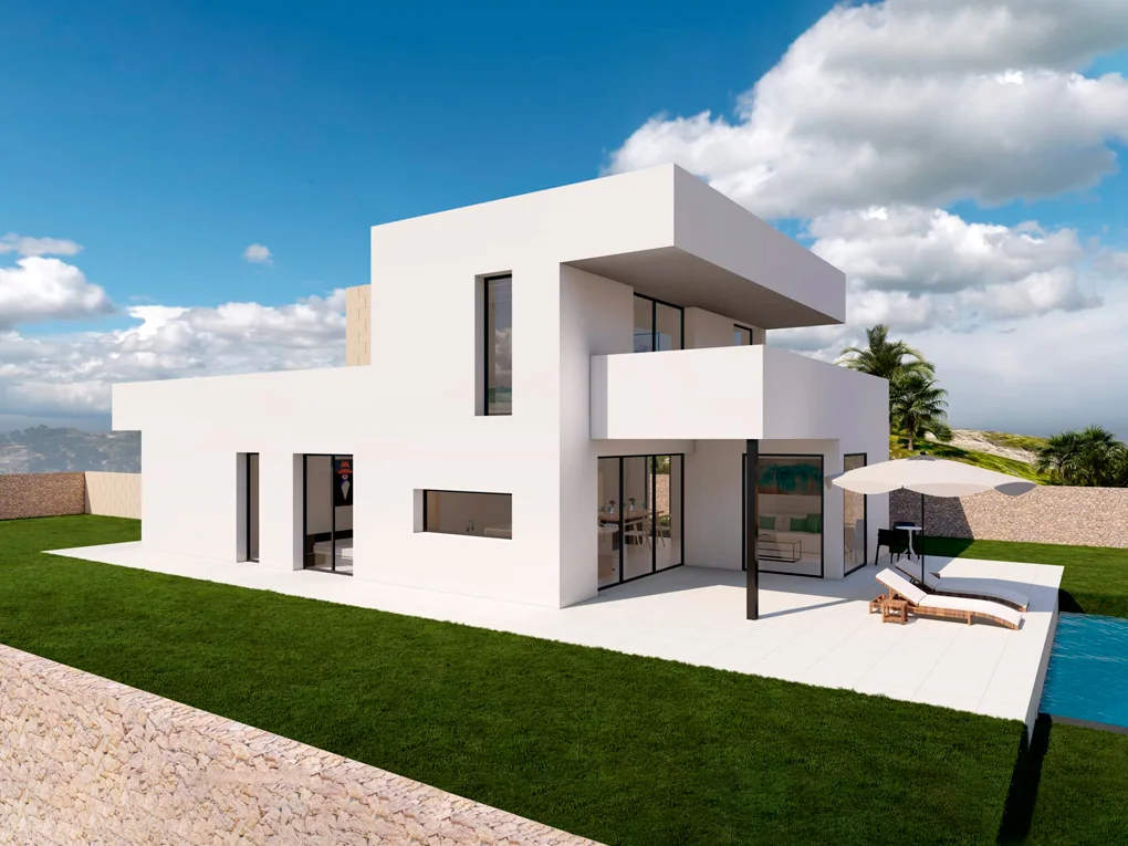 Smart new villa with pool already under construction in Cala Llonga, Menorca