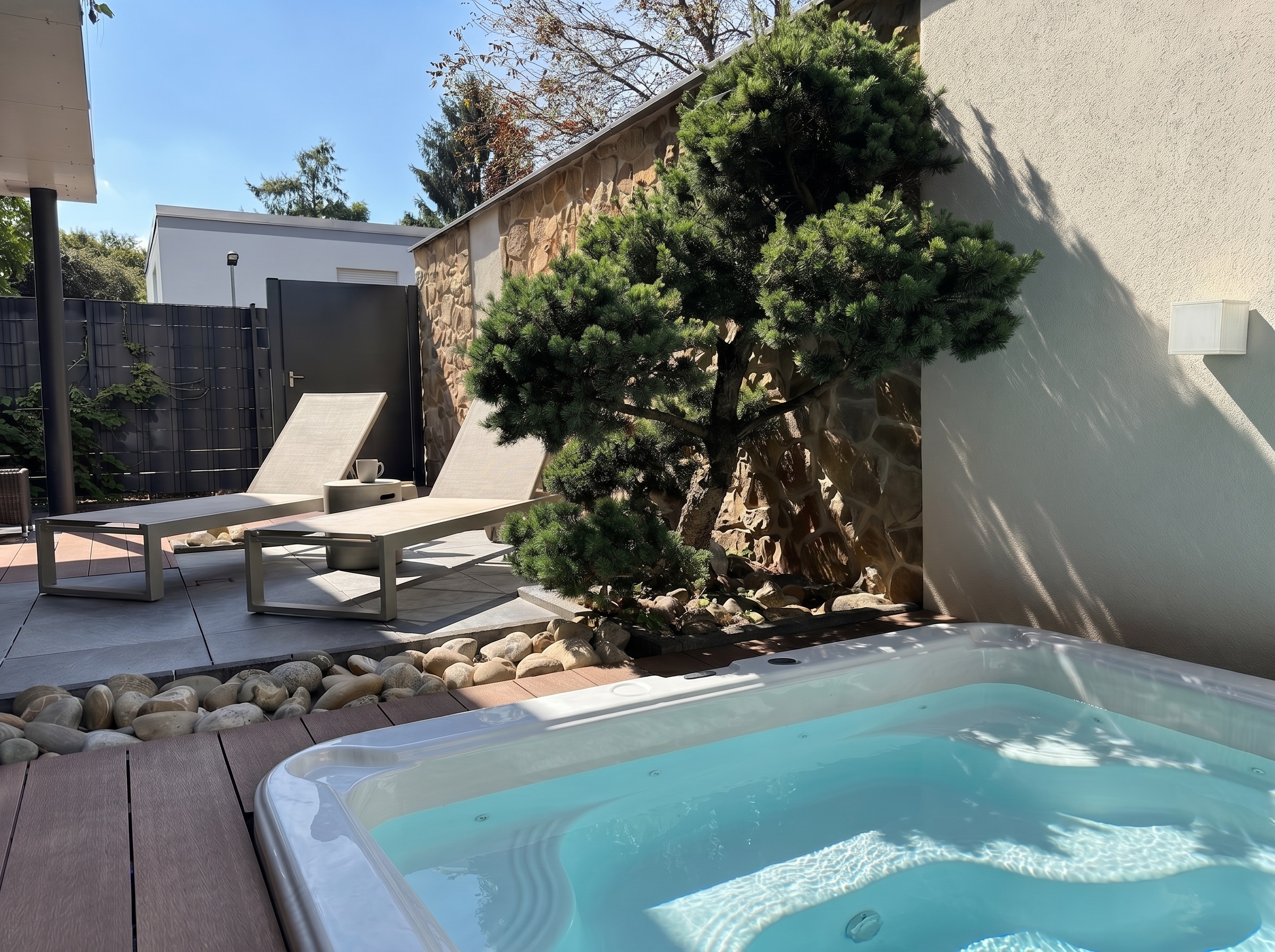 Exklusive Gartenwohnung mit Pool,  Sauna und Garage in bester Lage
