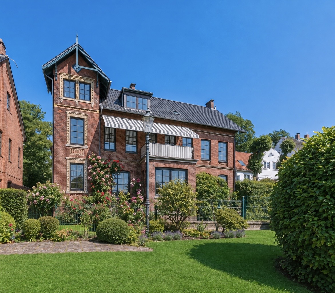 Sanierungsbedürftige Villa mit großzügigem Grundstück in Övelgönne [KI-modifiziert]