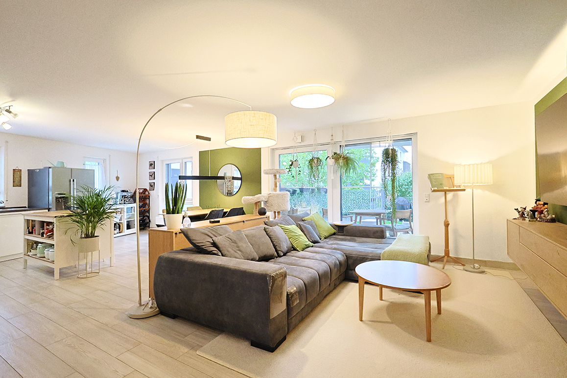 Erdgeschoss mit Südgarten: 3-Zimmer-Wohnung im KfW-55-Standard mit zwei Stellplätzen
