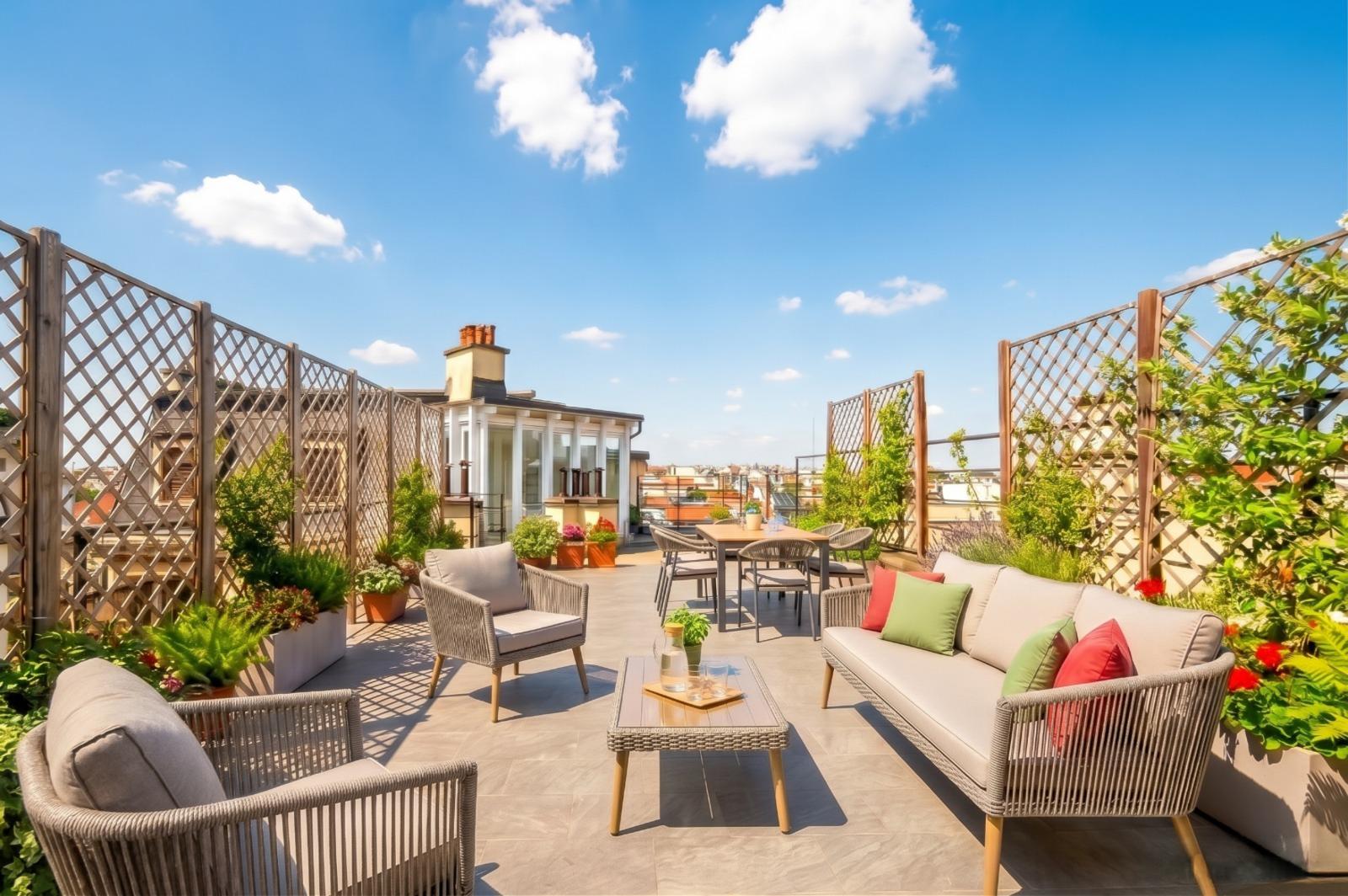 Prestigious Penthouse with Terrace and Duomo Views on Viale Majno [AI-modified]