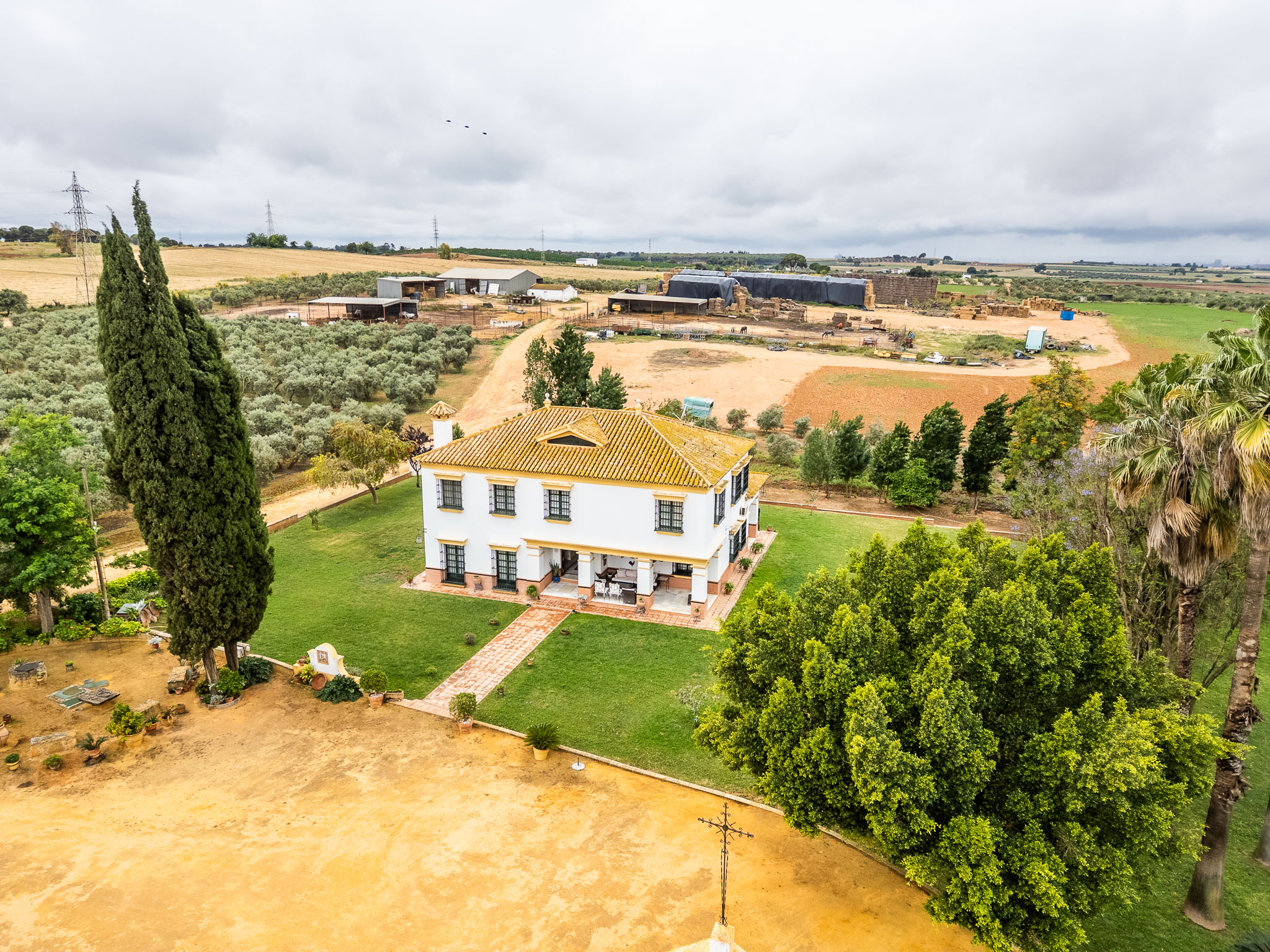 Discover a majestic property in Carmona: two buildings, stables, former olive oil mill, 708 m² of built residential space, 11 bedrooms, marble and fireplace, balcony and basement, garden with courtyard and private pool. Maximum distinction and huge potential 30 min from Seville.