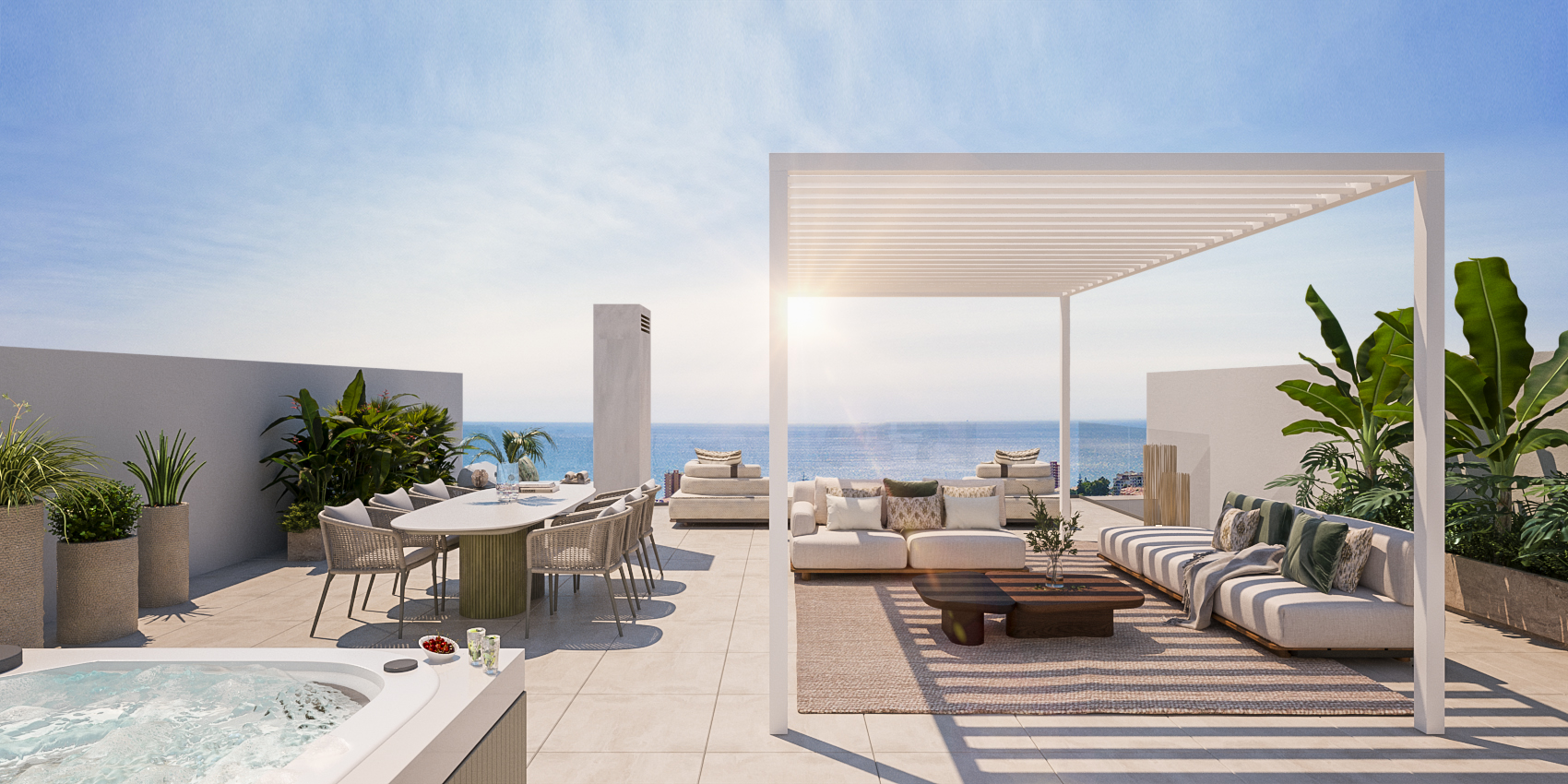 New development with modern architecture and sea views
