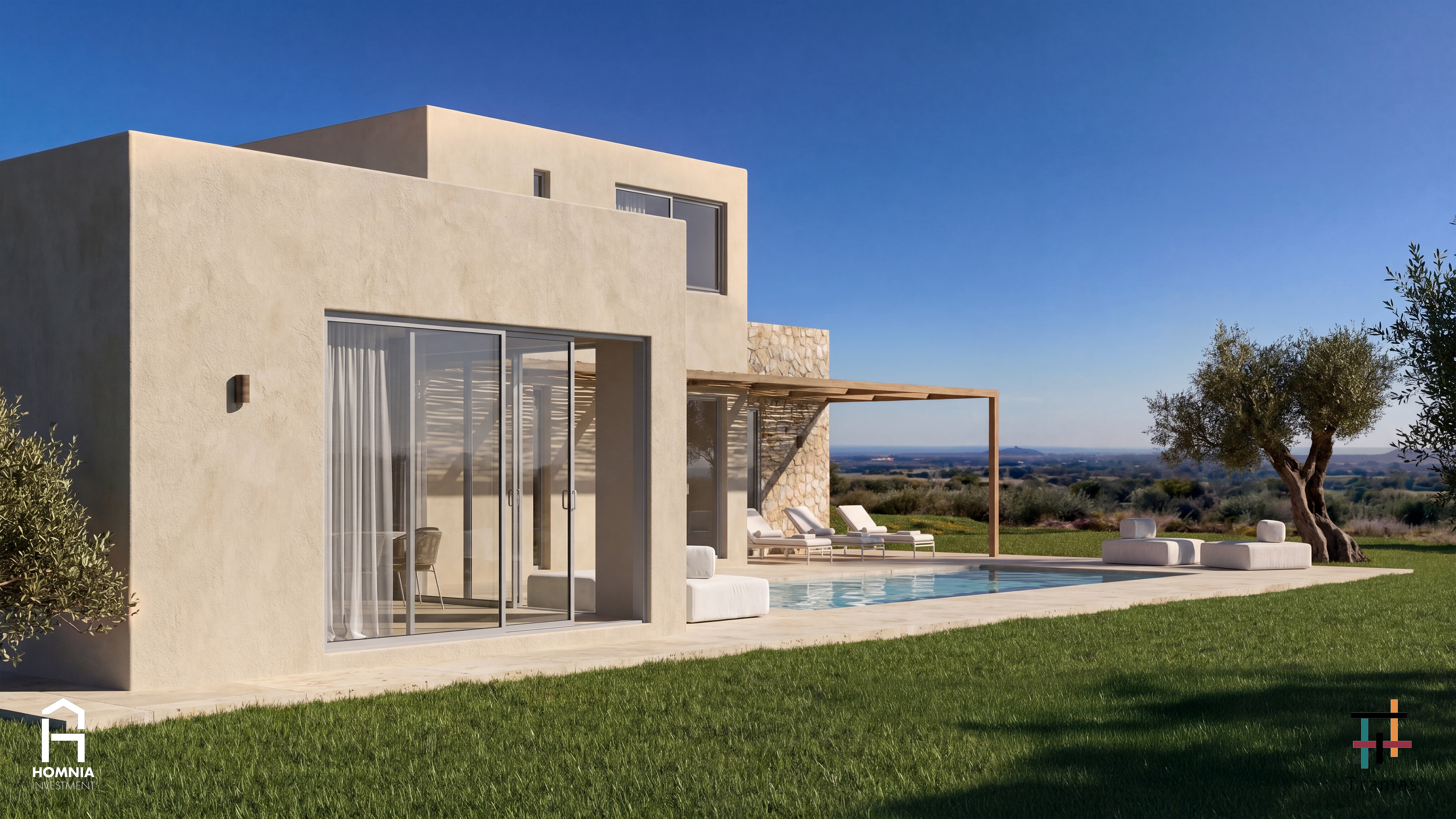 Architettura mediterranea contemporanea tra golf, natura e mare