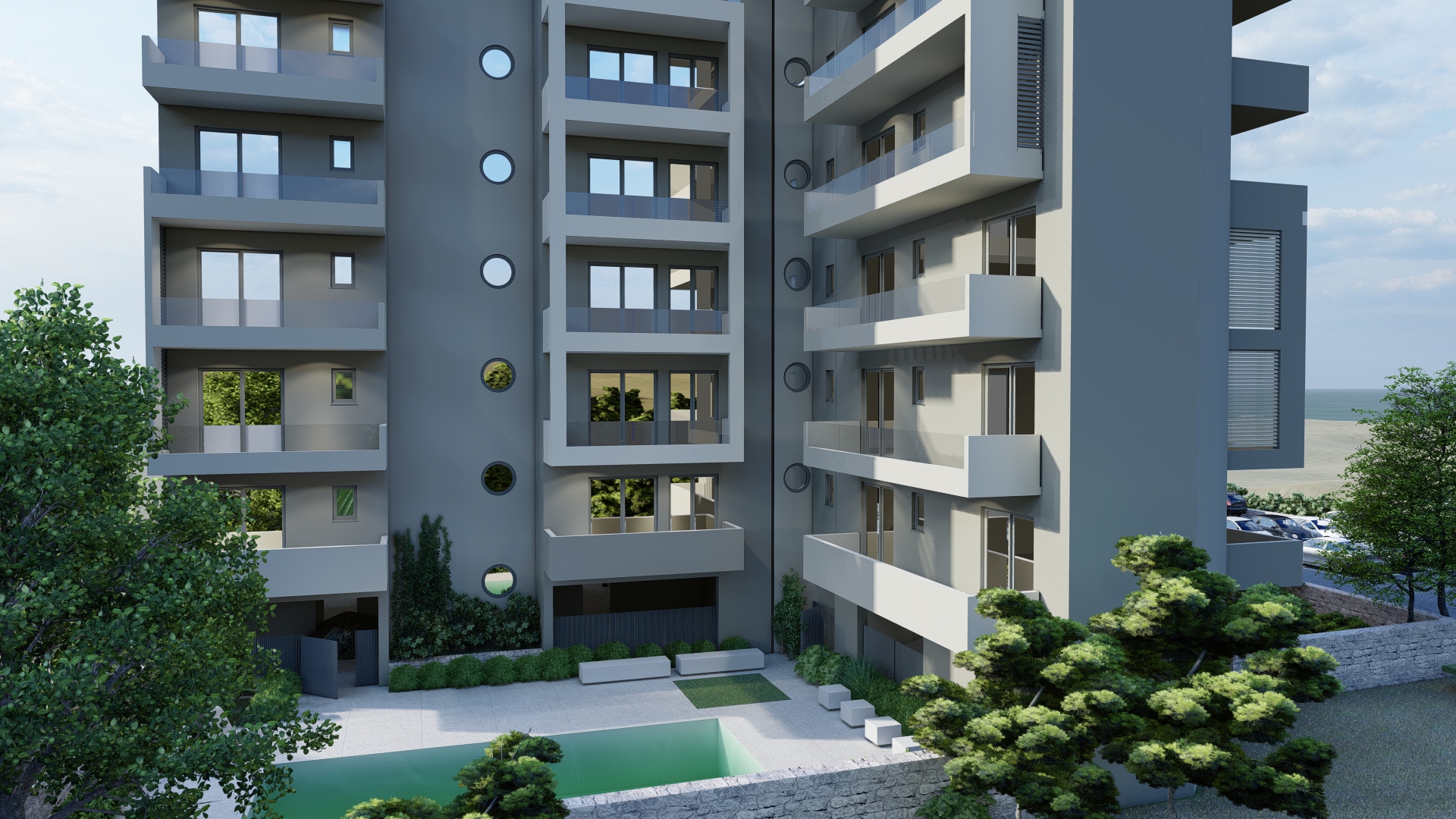 Luxury sixth-floor apartment 100m from the sea with swimming pool & roof garden in Agioi Theodoroi, Corinthia