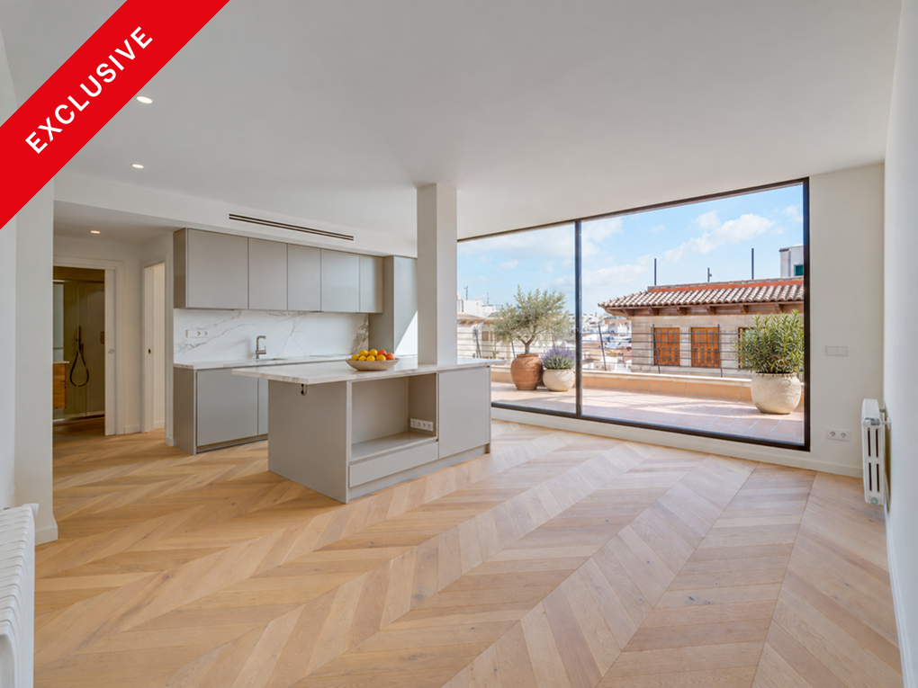Sonniges, modernes Penthouse mit jetzt möblierter Terrasse und Lift nahe dem Borne [KI-modifiziert]