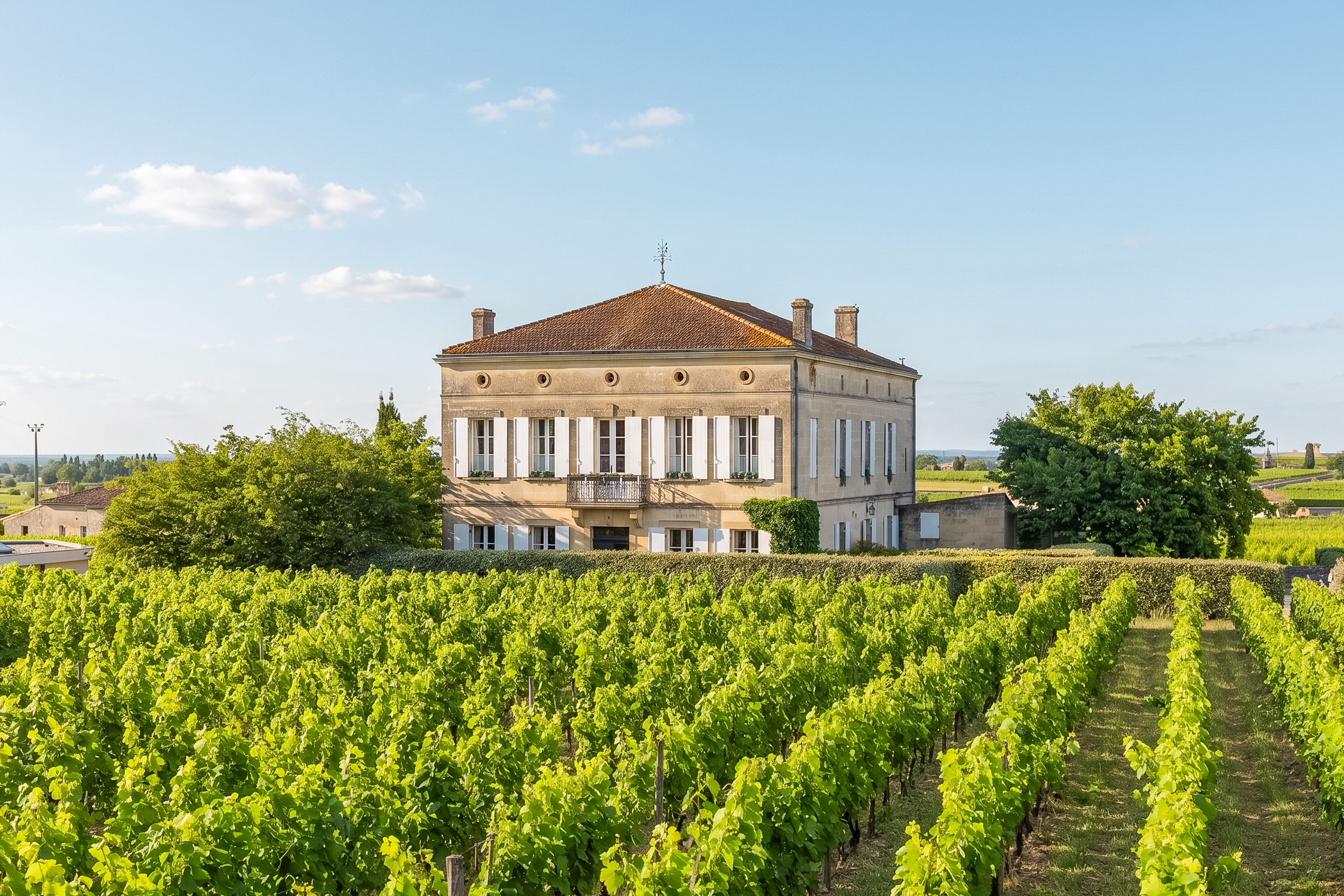 Saint Emilion - Les vignobles en toile de fond. Le village à vos pieds.