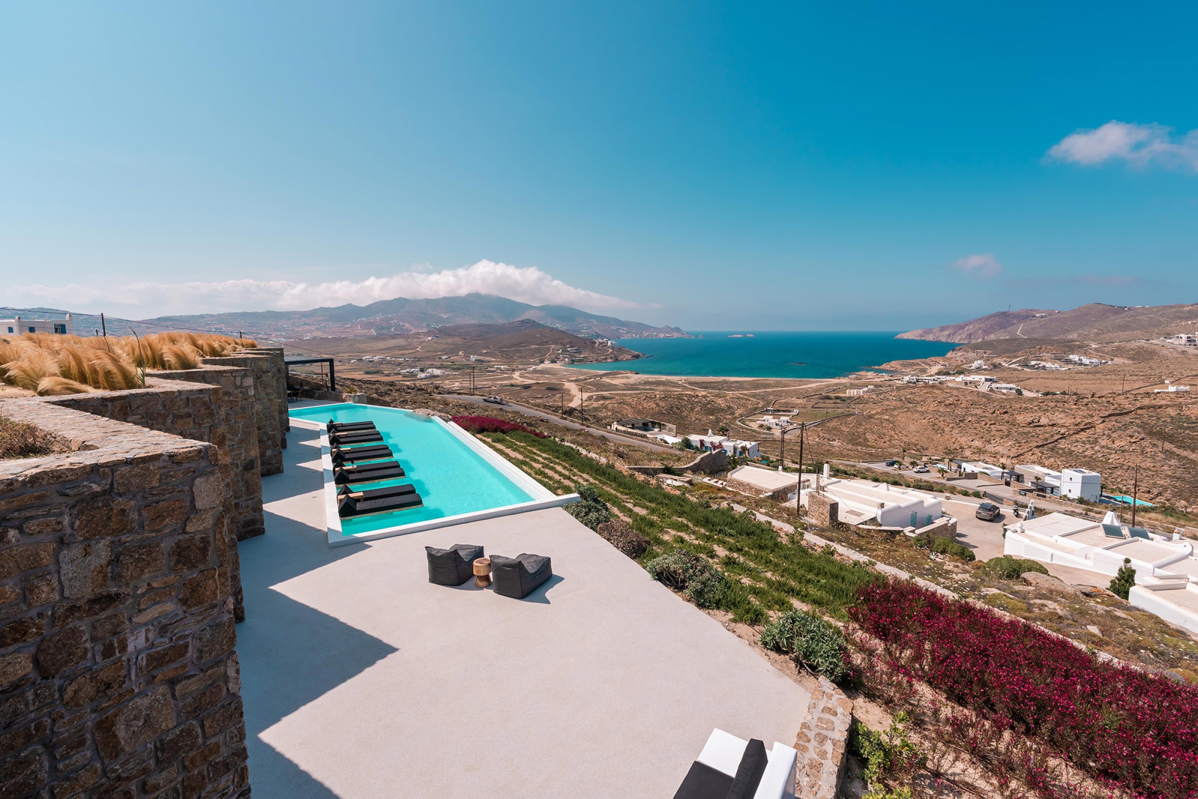 Luxury Architectural Cave Villa with Pool & Panoramic Aegean Views in Ftelia, Mykonos