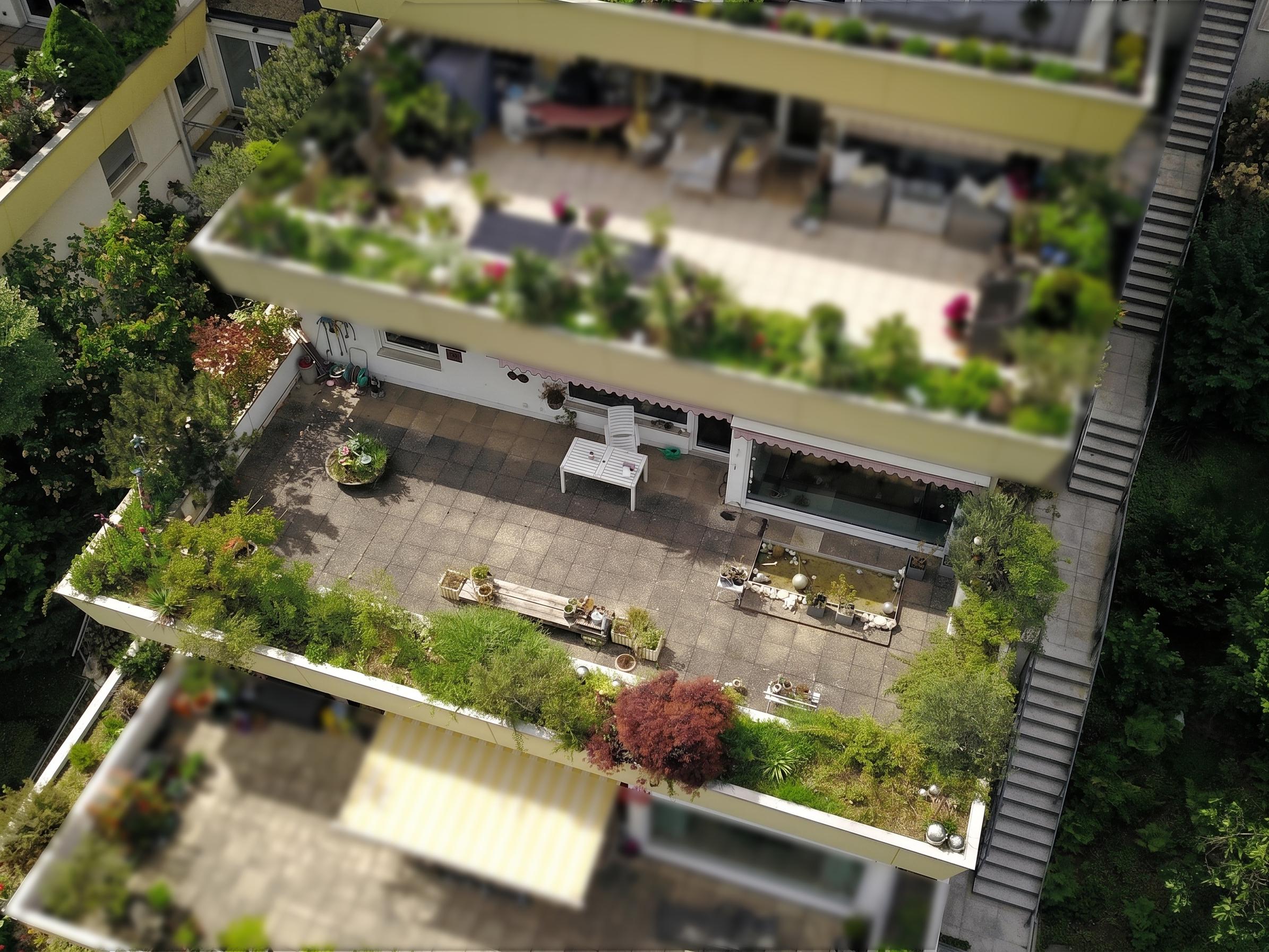 Großzügige Terrassenwohnung in exponierter Lage mit Rhein- und Fernblick