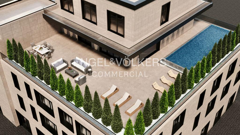 Büro mit großer Dachterrasse