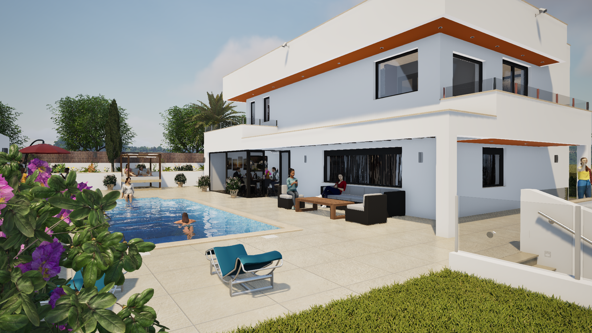Modern detached villa under construction