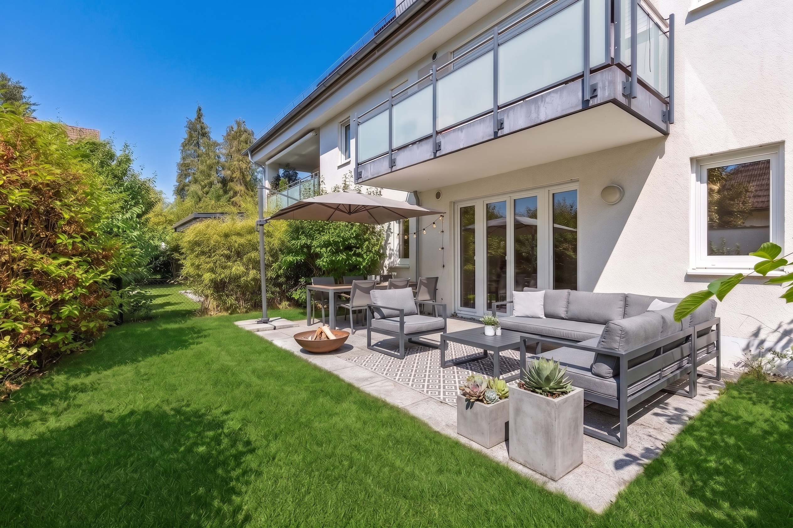 Lichtdurchflutete 2-Zimmer-Gartenwohnung mit Südwestterrasse in Harlaching [KI-modifiziert]