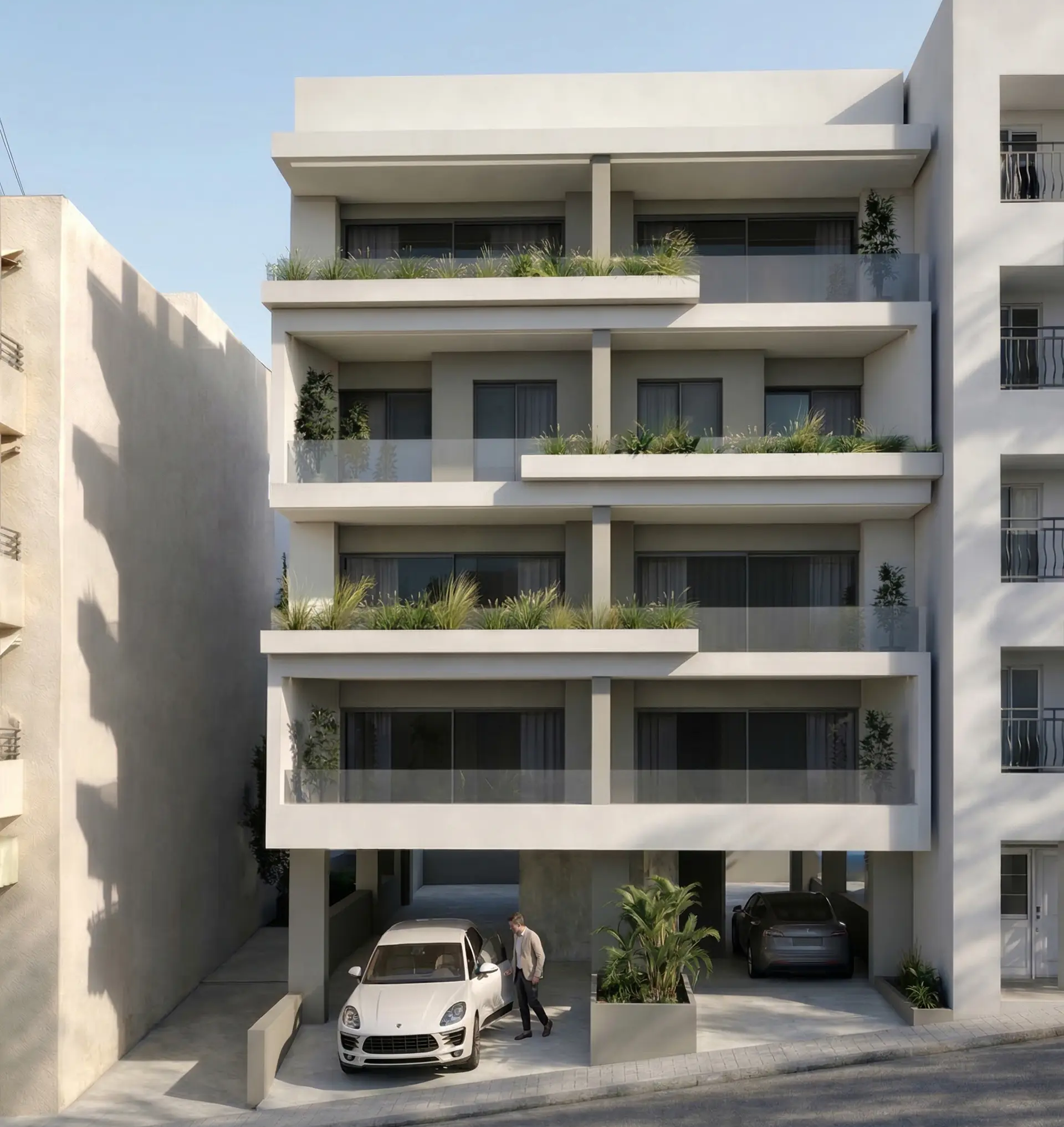 Modern 4th-floor duplex with a loft and a parking space in Voulgari