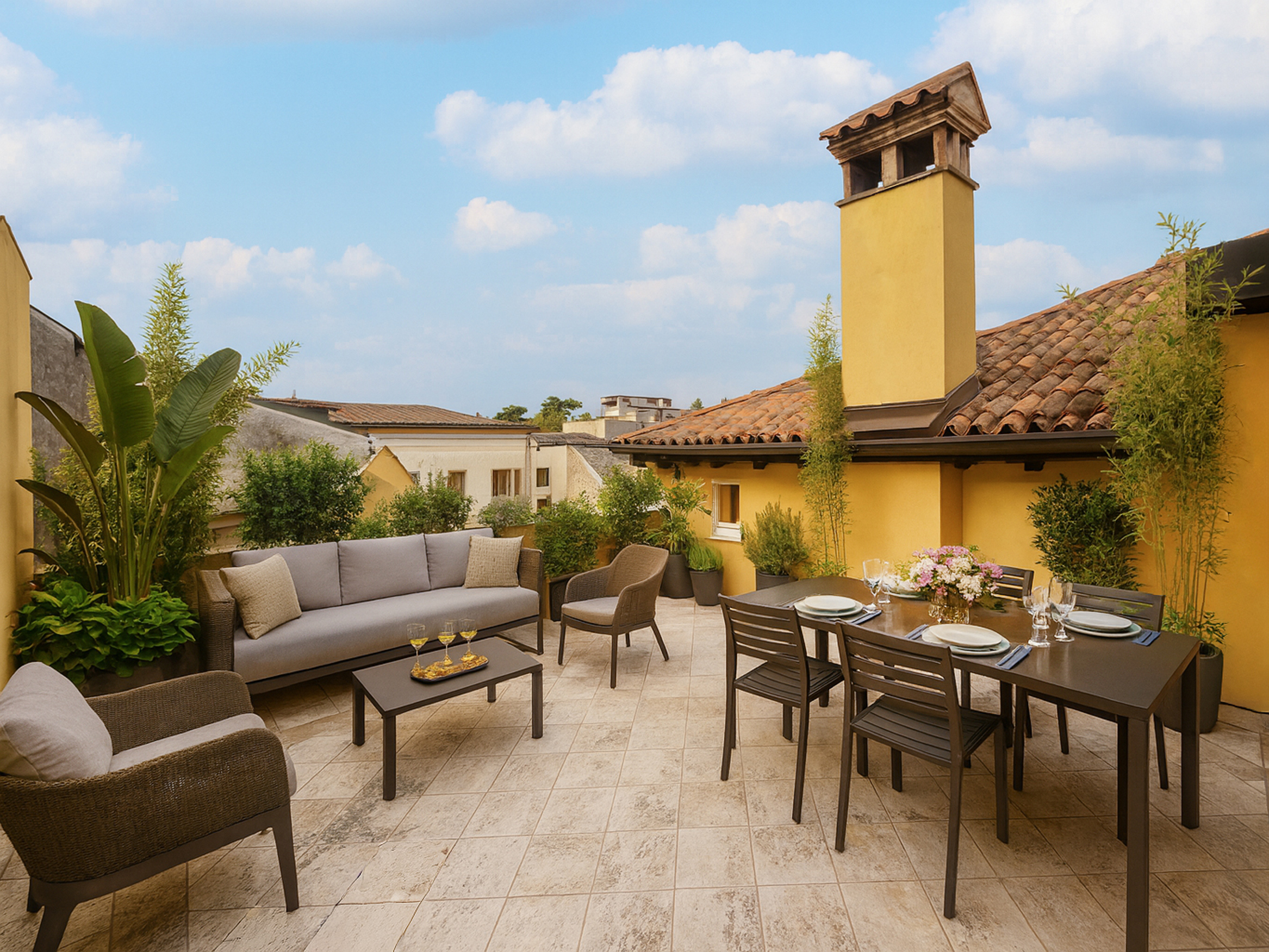 Experience the Center in Style: Terraces, Historical Details, and Private Garage