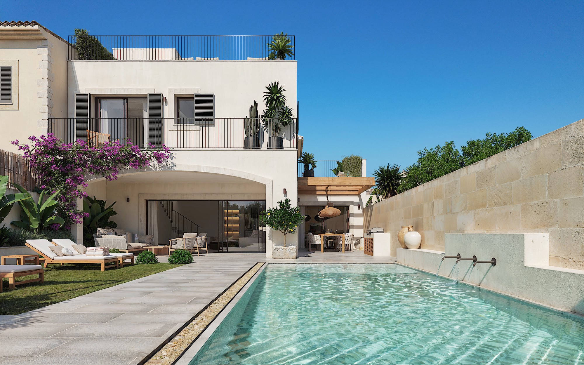 Modernes Neubaustadthaus mit mediterranem Charme