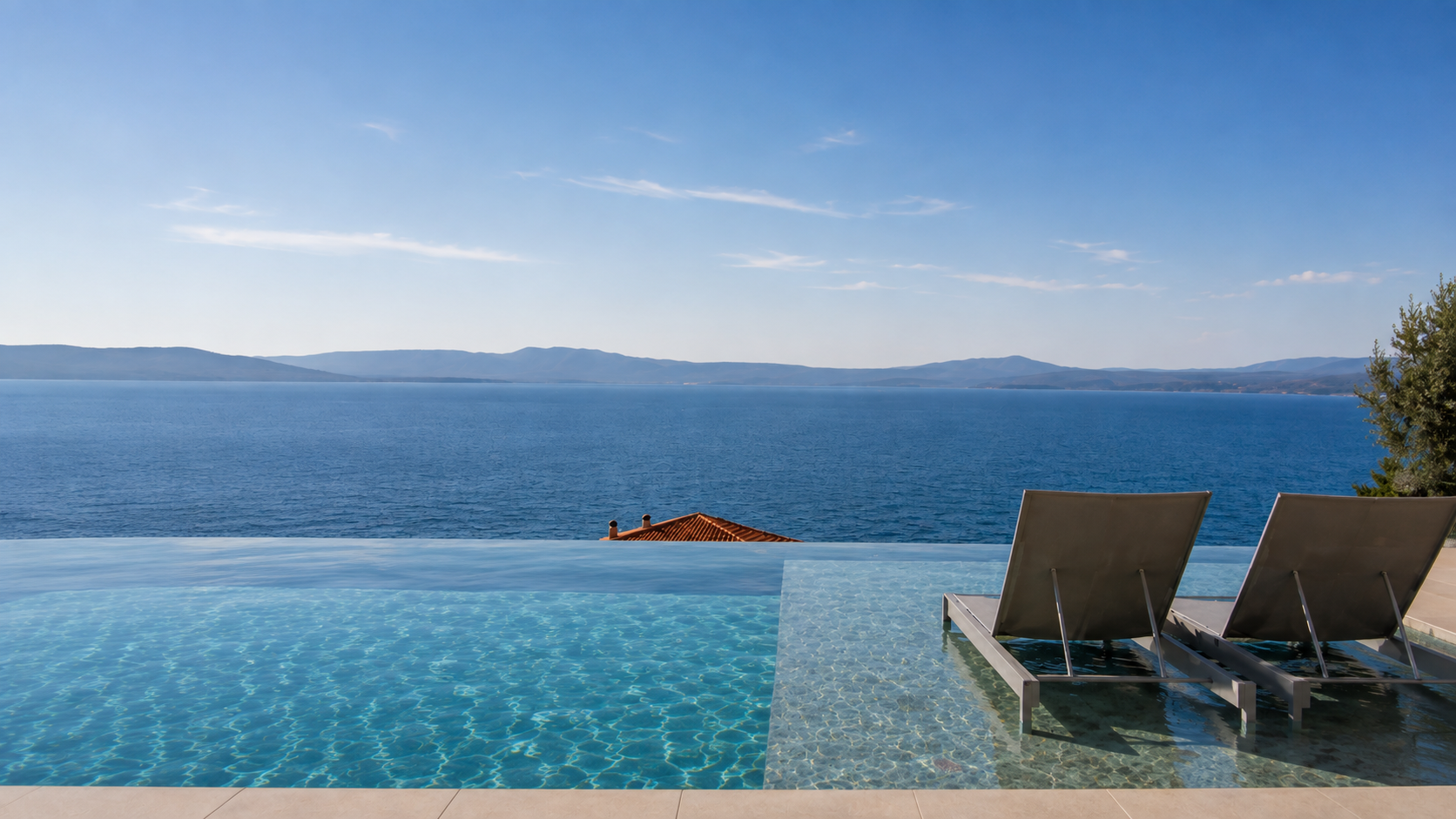 A contemporary hillside villa with infinity pool and endless sea views in Verga Messinias
